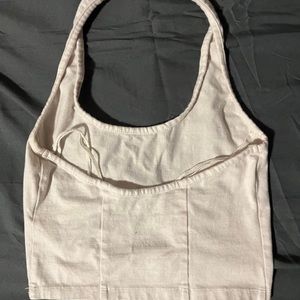 white halter neck cropped top